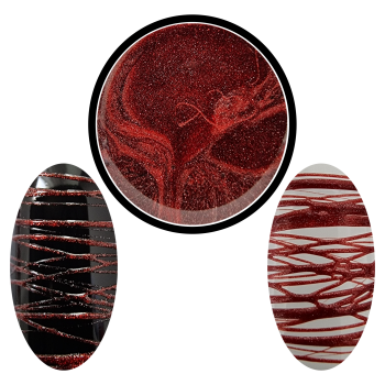 Spider/Geometric Line Art Gel Metallic Red